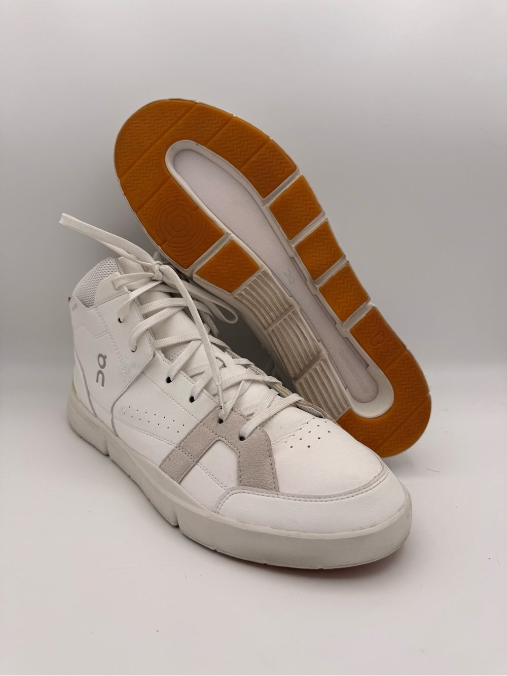 Men's On The‎ Roger Clubhouse Mid-Top White Sand Leather Athletic Shoes Size 13